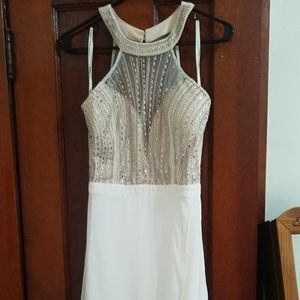 Long gold and cream formal dress